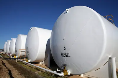 A group of diesel cylindrical tanks